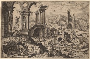 San Jerónimo en un Paisaje con Ruinas