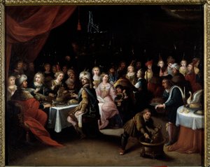 Las bodas de Caná. Pintura de Hieronimus (Hieronymus o Jerónimo) Franck (1578-1628)