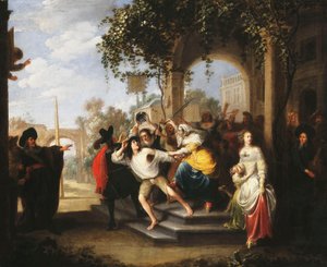 La parábola del hijo pródigo - El hijo pródigo expulsado por las rameras de Hieronymus Janssens