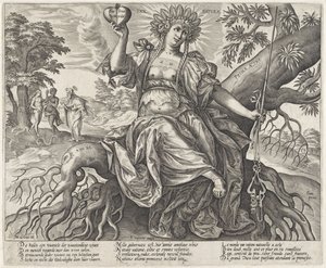 La edad de oro: la ley de la naturaleza Prima tas (título sobre objeto) Las personificaciones de las tres leyes gobiernan las tres edades del mundo (título de la serie)