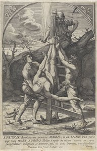 Crucifixión de Pedro de Hieronymus Wierix