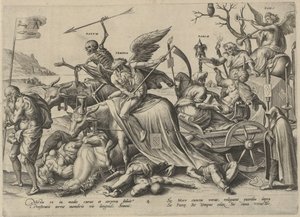 vejez Las cuatro edades del hombre y la muerte (título de la serie) de Hieronymus Wierix