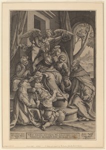 El parentesco sagrado de Hieronymus Wierix after Denys Calvaert