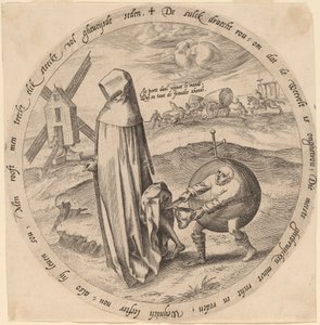El misántropo robado por el mundo de Hieronymus Wierix after Pieter Bruegel the Elder