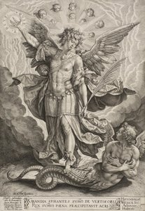 San Miguel triunfando sobre el dragón, 1584 de Hieronymus or Jerome Wierix