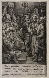 La Pasión: Cristo ante el Sumo Sacerdote de Hieronymus or Jerome Wierix