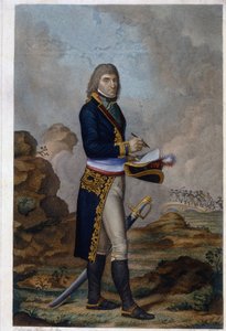 Retrato del emperador Napoleón Bonaparte (1769-1821). (Retrato del emperador Napoleón Bonaparte). Obra de Hilaire Ledru (1769-1840), grabado coloreado con acuarela, hacia 1810. Arte francés