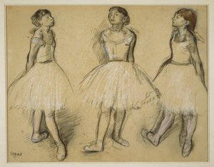 Tres estudios de una bailarina en cuarta posición de Hilaire Germain Edgar Degas