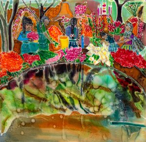 Vestir las tumbas, Día de los Muertos, Oaxaca, 2023 (tintes sobre seda)