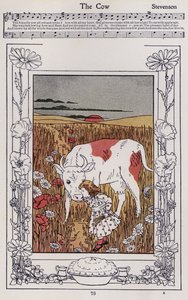 La Vaca (litografía a color) de Hilda Broughton