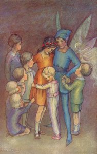 Peter Pan y Tinkerbel (litografía en color)