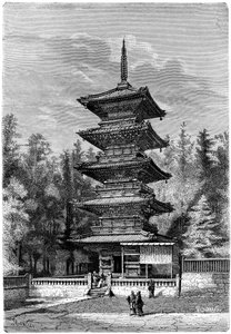 Templo budista, Nikko, Japón, 1895 de Hildibrand