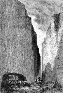 Camino cortado a través de la Tierra Amarilla, China, c1890