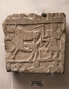 ARTE HIMARITITA: Relieve con escena de trabajo. Yemen, siglo II a.C. (piedra) de Himyarite