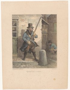 Militar llama cabo, que hace sus negocios en la calle caporal! Venez reconnaître (título sobre objeto) Bocetos litográficos (título de la serie) Croquis lithographiques (título de la serie) de Hippolyte Bellange