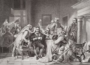 Carlos I (1600-49) en la sala de guardia insultado por los soldados de Oliver Cromwell, de 