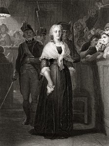 María Antonieta ante el Tribunal Revolucionario, 14 de octubre de 1793, grabado por William French (c.1815-98) de Hippolyte Delaroche