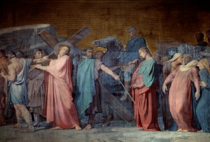 Cristo llevando su cruz (detalle) de un fresco de Hyppolithe Flandrin (1800-1864) siglo XIX Iglesia de Saint Germain des Pres, París de Hippolyte Flandrin