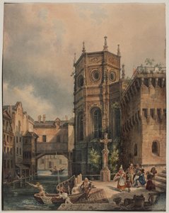 Escena en un canal, primera mitad de 1800s