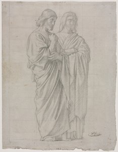 Dos figuras de pie (estudio para la sección izquierda de La Misión de los Apóstoles)