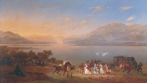 La emperatriz Josefina (1763-1814) llegando a visitar a Napoleón (1769-1821) en Italia a orillas del lago de Garda