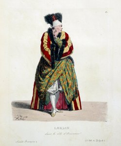 Actor francés Henri Louis Cain llamado Lekain en el papel de Orosmane en la obra Zaire de Voltaire