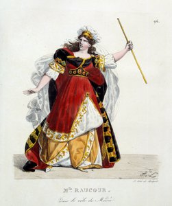 Actriz francesa Mademoiselle Raucourt (fallecida en 1815) en el papel de Medea en la Comédie Française; Litografía de Hippolyte Lecomte (1781-1857) de Hippolyte Lecomte