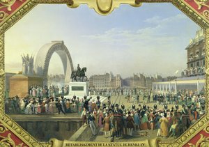 Reestablecimiento de la Estatua de Enrique IV (1553-1610) en el Puente Nuevo, 25 de agosto de 1818 de Hippolyte Lecomte