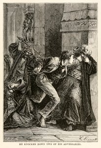 Derribó a dos de sus adversarios, de La vuelta al mundo en ochenta días de Julio Verne de Hippolyte Leon Benett