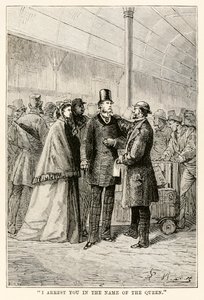 Te arresto en nombre de la Reina, de La vuelta al mundo en ochenta días de Julio Verne (1828-1905), 1873 de Hippolyte Leon after Benett
