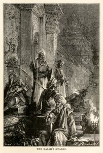 Los guardias del Rajá, de La vuelta al mundo en ochenta días de Julio Verne (1828-1905), grabado por Adolphe François Pannemaker (1822-1900), 1873