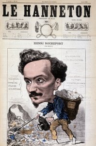 Caricatura de Henri Rochefort (1831-1913), periodista, escritor y político francés. En Le Hanneton, 4 de junio de Hippolyte Mailly