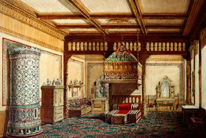 Dormitorio en el palacio del Gran Duque Vladimir Alexandrovich en San Petersburgo de Hippolyte Monighetti
