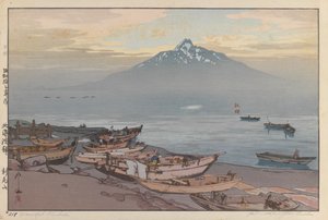 Peaceful Rishiri (grabado en madera sobre papel) de Hiroshi Yoshida