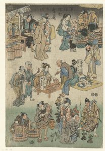 Mercado nocturno en la calle Joruri Imagen de la prosperidad en la calle Joruri (título de la serie) Jorurimachi hanka no zu (título de la serie sobre el objeto) de Hiroshige (I) , Utagawa