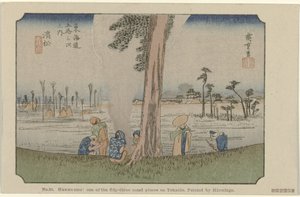 Hamamatsu No. 30. Hawawatsu: uno de los cincuenta y tres lugares destacados en Tokaido, pintado por Hiroshige De Tôkai dô van Hiroshige (título de la serie) Hiroshige no fude Tôkaidô (título de serie sobre objeto) de Hiroshige (I) , Utagawa