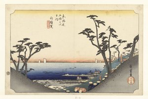Shirasuka, Bergafwaarts Shirasuka, shiomisaka no zu (título sobre objeto) De 53 estaciones van de Tokaido (título de la serie) Tokaido gojusan tsugi no uchi (título de la serie sobre el objeto) de Hiroshige (I) , Utagawa