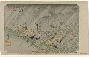 Shono No. 46. Shono: uno de los cincuenta y tres lugares señalados en Tokaido, pintado por Hiroshige (título sobre el objeto) De Tôkaidô van Hiroshige (título de la serie) Hiroshige no fude Tôkaidô (título de serie sobre objeto) de Hiroshige (I) , Utagawa