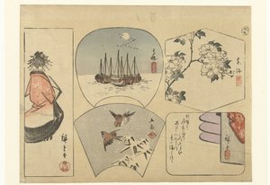 Cinco imágenes recortadas de Hiroshige (I) , Utagawa