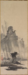 Montaña y río en tormenta de Hirowatari Setsuzan
