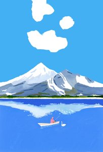 Pesca en el lago de invierno