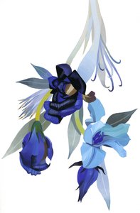 Flor dibujada con tono azul