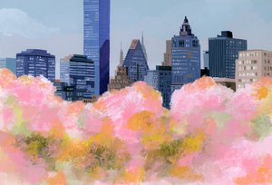 Nueva York y cerezos en flor, 2016 de Hiroyuki Izutsu