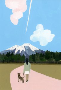 Paseo con perro y nube de avión de Hiroyuki Izutsu