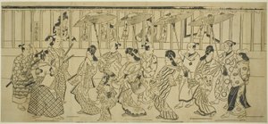 Desfile de cortesanas de Hishikawa Moronobu