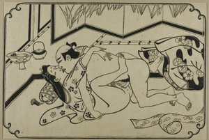 Una hoja de un álbum shunga de Hishikawa Moronobu