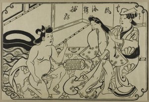 Una hoja de un álbum shunga de Hishikawa Moronobu