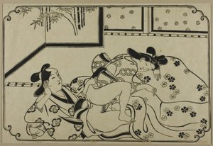 Una hoja de un álbum shunga de Hishikawa Moronobu