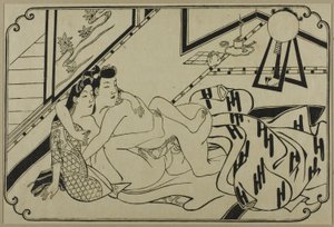 Una hoja de un álbum shunga de Hishikawa Moronobu