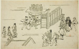 Entrada a Ageyacho, de la serie "La apariencia de Yoshiwara (Yoshiwara no tei)" de Hishikawa Moronobu